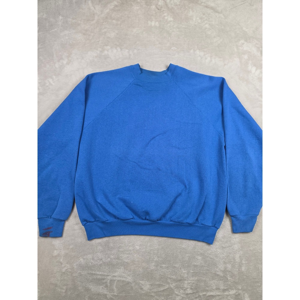 Vintage Tultex Blank Sweatshirt Mens XL Blue Raglan Sleeve Pullover Made in USA